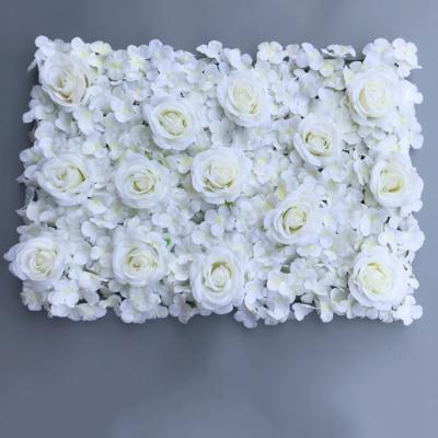 China Wedding White Artificial Hydrangea Flower Wall Rose Flower Wall For Wedding Decoration for sale