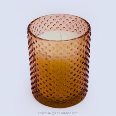 China Home Decoration Brown Color Glass Candles Mix oy And Air Paraffin Wax Palm Wax Vegetable Wax for sale