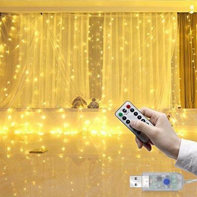 China 1 300 Copper Wire LED Curtain Window Fairy Lights String Lights USB Remote Control 8 Modes Hanging Lights for sale