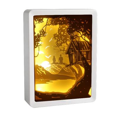 China Modern 3D Night Light Decor Romantic Lamp USB Paper Carving Fill Lamp for sale