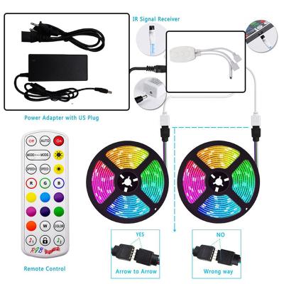 China 5050 Residential LED Strip Light Kit BTIR Controller 24#3key IP20 Waterproof32.8ft 300LED Non- Remote Three Way Control Led Str for sale