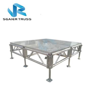 China Portable/No Rust Aluminum Frame Acrylic Glass Stage Clear Transparent Dance Platform for sale