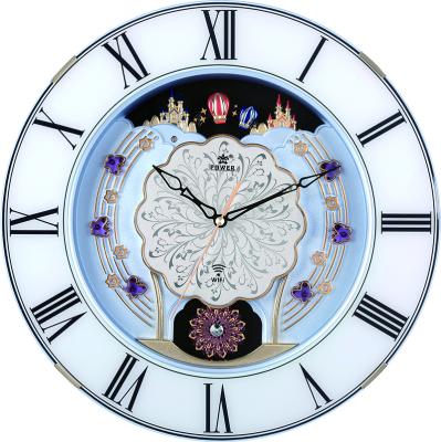 China Antique Style Home Decor Time Ringing Field Quartz WIFI Pendulum Wall Clock Plastic Circular Music LED Light for sale