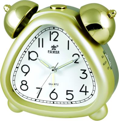 China Plastic Nap Bell Field Bedroom Plastic Home Office Use Alarm Clocks With LED Light Music Function for sale