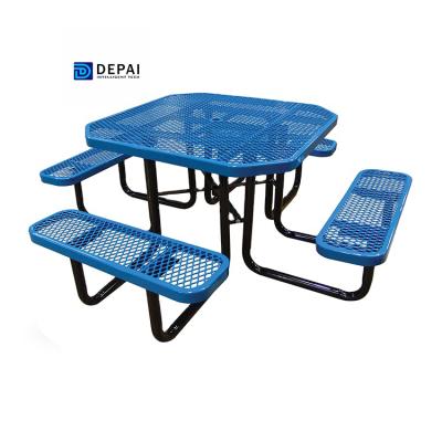 China Modern Round Shape Outside Tables Benches Custom Design Picnic Tables Coated With High Quality for sale