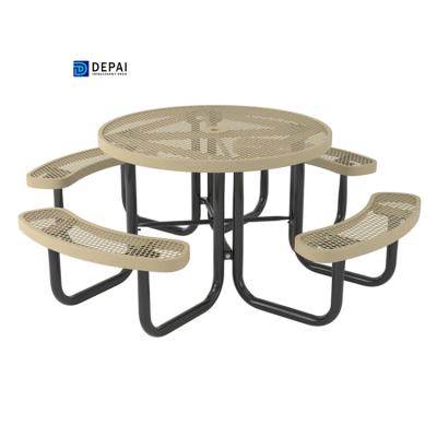 China Modern Square Round Outdoor Steel Picnic Table Galvanized Steel Picnic Tables And Benches for sale