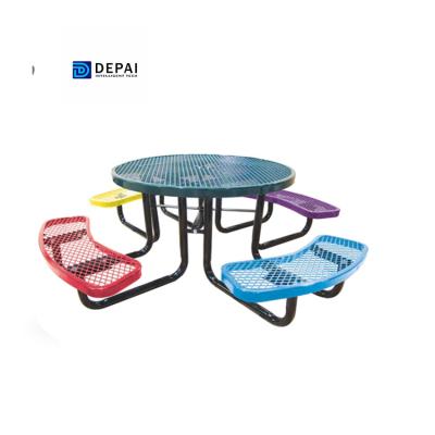 China Durable CHILD Playful Round Picnic Table Set Outdoor Picnic Picnic Tables And Steel Bench Set for sale