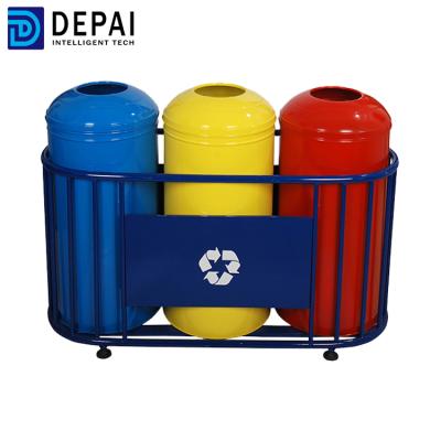 China Hangzhou Depai Factory Supplier Triple Sustainable Selective Outdoor Garbage Bin for sale