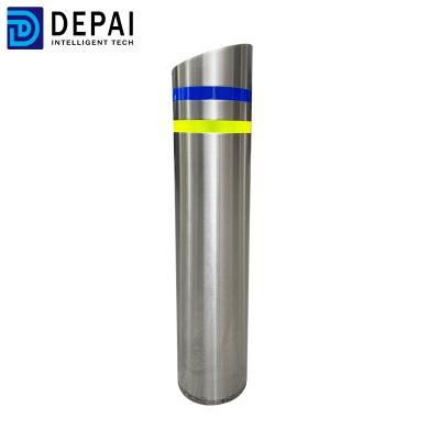 China Durable High Traffic Bollard For Parking Warning Car Stainless Steel Fixed Bollard With Reflective Markings for sale