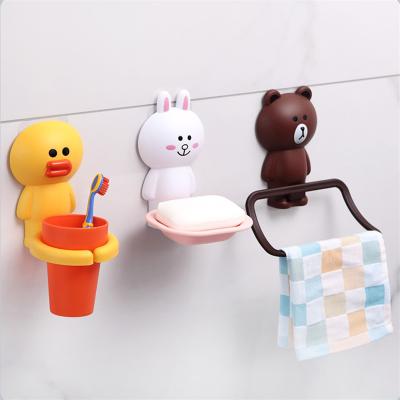 China Multifunctional Wall Mounted Holder Baby Bath Towel Hanger Baby Soap Holder Sets No Plastic Toothbrush Drill for sale