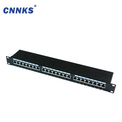 China RJ45 1U Cat6 CAT6A Cold Rolled Steel Shielded Patch Panel FTP 24 Port Patch Panel for sale