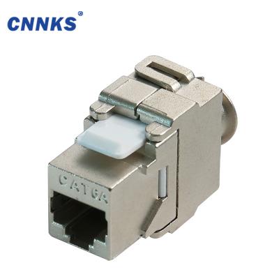 China Network Cabling System Cat5e CAT6 CAT6A Protected RJ45 Module 180 Degree Network STP Module Keystone Jack Toolless for sale