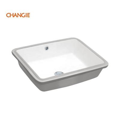 China Bathroom 1637 Modern Vanity Basin White Rectangular Bathroom Sinks Undermount Ceramic Basin For Hotel Apartment Office Building for sale