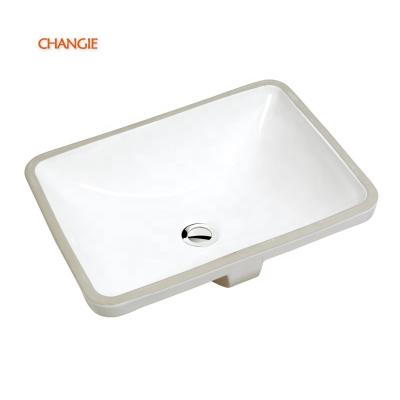 China Chaozhou Changie Modern Factory Bathroom Rectangle Ceramic Undermount 1803 sink with overflow hole for bath for sale