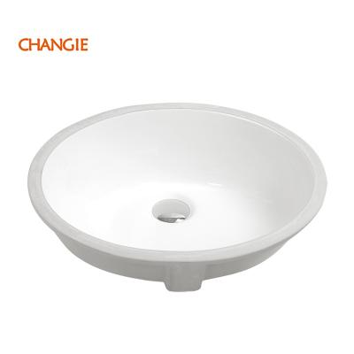 China Chaozhou Changie OEM ODM UPC Eco-friendly 1613 Oval Ceramic Bathroom Sink Under Counter Wash Basin For Hotel School Project for sale