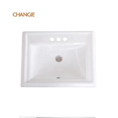 China Chaozhou Changie Porcelain Modern Rectangle 23inch Drop In Sink Top Mount Basins Cabinet Vanity Luxury Sink for sale