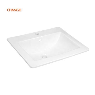 China 5053 Changie Factory Modern White Bathroom Upper Mount Drop In Porcelain Basin for sale