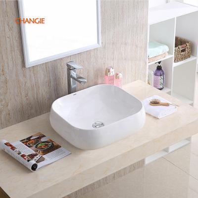 China 69224 Chaozhou Changie factory cupc modern 45 straight through 45 cm square bathroom top mount washbasins for sale