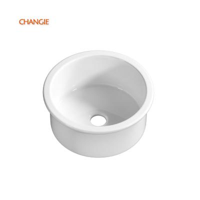 China 1818R Changie Factory Fine Fireclay Round Kitchen Farm Sink Undermount White Eco-friendly cUPC CSA for sale