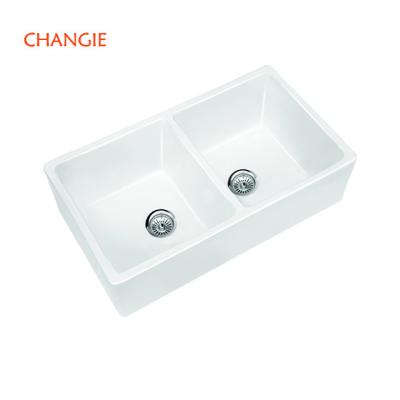 China Without 1908 Ceramic Kitchen Sink Farmhouse Sink Kitchen Sink CUPC America Faucet Factory Direct Double Apron Modern Faucet for sale