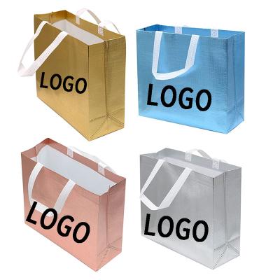 China 100% Carry Bag Metallic Laminated Pp Size Eco-friendly Laser Glossy Gift Eco-friendly Nonwoven Shopping Bag Nonwoven Shopping Bags for sale