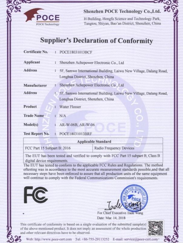 FCC - Shenzhen Achepower Electronic Co., Ltd.