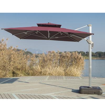 중국 Artiz Cast Steel Umbrella Base 360 ​​Degree Rotating Cantilever Outdoor Garden Parasol Cantilever Umbrella With Light 판매용