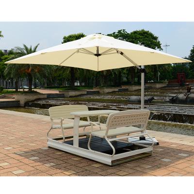 Κίνα 360 Degree Rotating Cast Steel Umbrella Base Artiz Support Custom Outdoor Banana Umbrella Umbrella With Chair Table προς πώληση