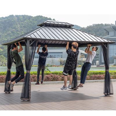 中国 Water Resistant Artiz Manufacturers Waterproof Gazebo Aluminum Polycarbonate Roof Outdoor Gazebo 販売のため