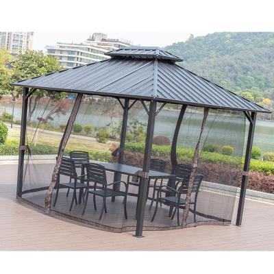 China Water Make Artiz Pergola Gazebo Outdoor Luxury Garden Aluminum Gazebo With Mosquito Net Resistant à venda