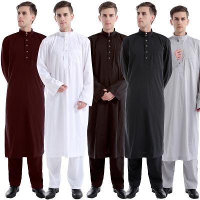 China Arabic Clothing Ramadan Costumes Solid Arabic Pakistan Saudi Arabia Eid Turkey Abaya Men's Muslim Long Robe Men's Long Robe for sale