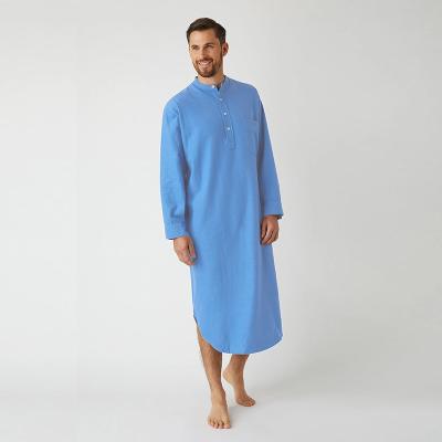 China European and American Muslim Men's Robe Long Sleeve Nightgown Robe Clothing Solid Color Button Muslim Men's Robe Arab Shirt Men for sale