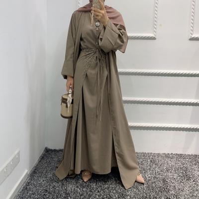 China Breathable Abaya Muslim Dress Women Fashion 3Pcs Rhinestone Abaya Dresses Moroccan Kaftan Kaftan Long Dress Female Islamic Coat for sale