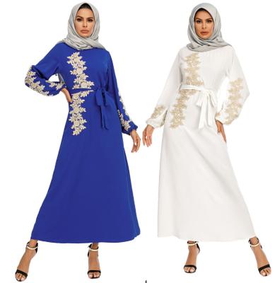 China Arabia Muslim Long Sleeve Dress Muslim Ladies Dress Solid Color Elegant Sexy Long Sleeve Casual Dress for sale