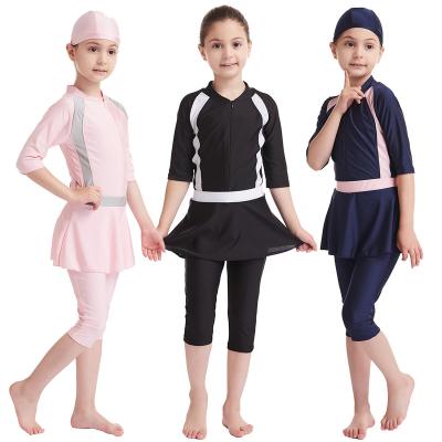 China Kids Muslim Swimwear Swimming Wear For Girls Burkinis Swimwear 3pcs Muslim Islamic Kids Swimsuit For Kids Swimming Set 3-12 Years Old for sale