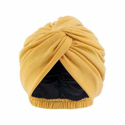 China Modest Muslimah Styling Muslim Women Headwear Scarf Beanie Cap Hat Chemo Sleep Turban Hijab Cross Ruffle Cap for Cancer Patient Hair Loss Accessories for sale