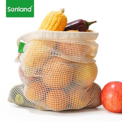 China Eco - Friendly Eco - Friendly Reusable Organic Vegetable And Fruit Cotton Mesh Bag for sale