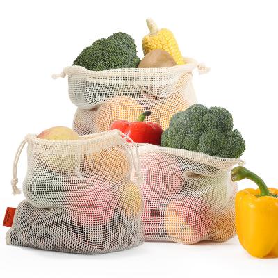 China Rope Handle Reliable Quality Cotton Mesh Net Bag Eco Friendly Organic Vegetable Fruit Drawstring Bag for sale