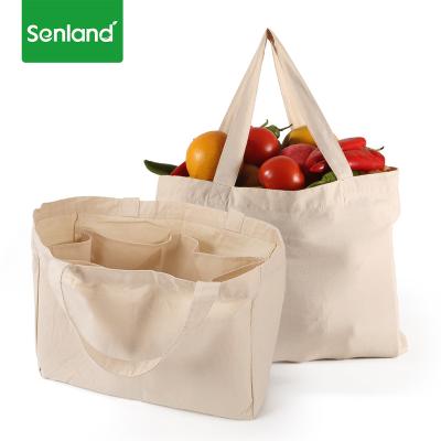 China Custom Printed Eco-Friendly Senland Logo Cotton Grocery Canvas Eco-Friendly Natural Reusable Shopping Tote Bag for sale