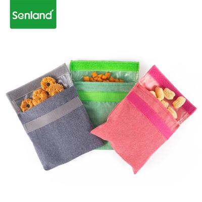 China Hot Selling Food Storage Reusable Eco Friendly Sandwich Food Washable Bag Stand Up Snack Bag Set Made From Organic Cotton for sale