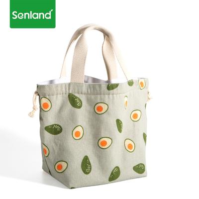 China Custom Tote Kids Children Small Adult Canvas Lunch Box Waterproof Tote Lunch Bag With Logo Avocado Linen Lunch Bag for sale