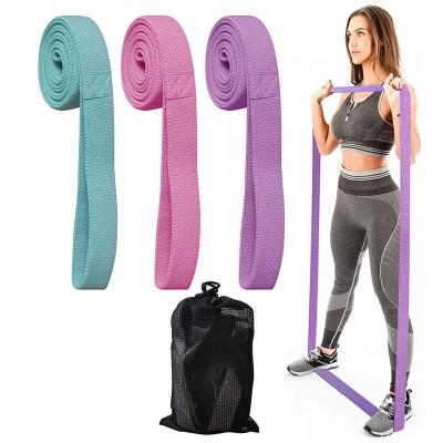 China Custom Printed Polyester Cloth Gym Exercise Loop Cotton Cloth Pull Up To Help Long Resistance Bands Set for sale