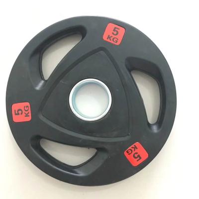 China Fitness Center Gym Fitness 3 Holes Black Rubber Coated Casting Plate for sale