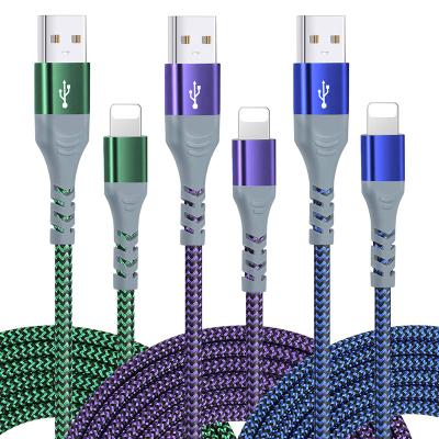 China For iPhone/iPad 3/6/10/16 ft Lightning Charger Tie Down USB Nylon Braided High Speed ​​Data Fast Charging Cable for sale