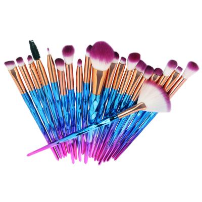 China Beauty Care Makeup Tools 20 Pcs Hot Selling Diamond Makeup Brush Soft Rayon Beauty Cosmetic Shiny Set Brushes for sale