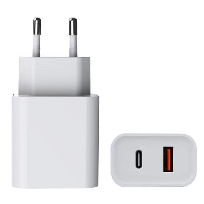 China Fast Charging Speed ​​Phone Charging Delivery 20W 2 Ports Wall Type C Fast Charging USB C PD Fast Charger For iPhone for sale