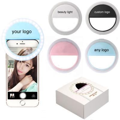 China 2020 Portable Mini Selfie Ring LED Camera Custom Rechargeable Light Selfie Ring Light For Mobile Phone With 3 Modes Hot Sale for sale