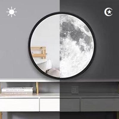 China Moon Scene Moon Creative Living Room Decorated LED Mirror Light Moon Background Mirror for sale