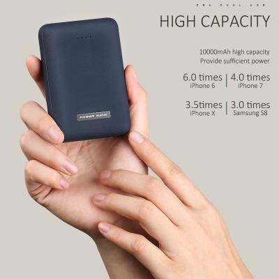 China Ultra-mini Power 10000mah High Capacity Bank Dual USB Lightweight Portable Fast Phone Powerbank 5V 2A Charing External Battery For iPhone X for sale