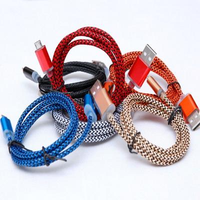 China Fabric Braided Wire Cellular Accessories DATA CABLE V8 Custom Micro USB Cable For Samsung USB Data Sync/Charge Cable for sale